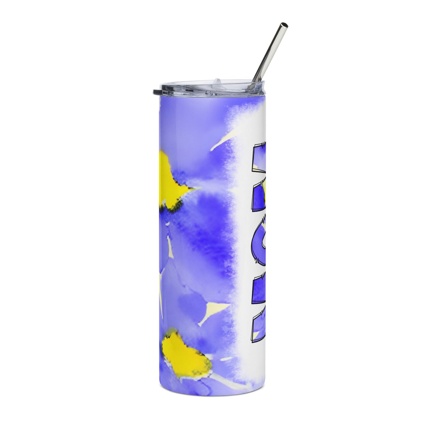 Mom Stainless Steel Tumbler 20oz — Blue & Yellow Watercolor Travel Mug