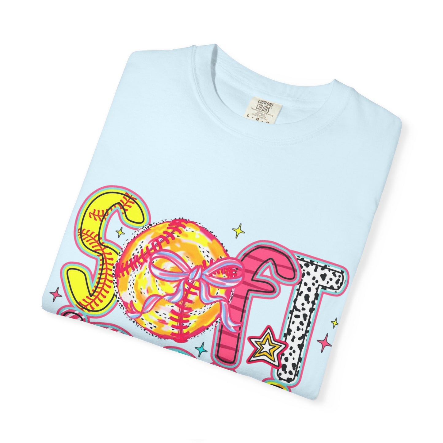 Softball Graphic T-Shirt — Colorful Retro "Softball" Lettering Tee