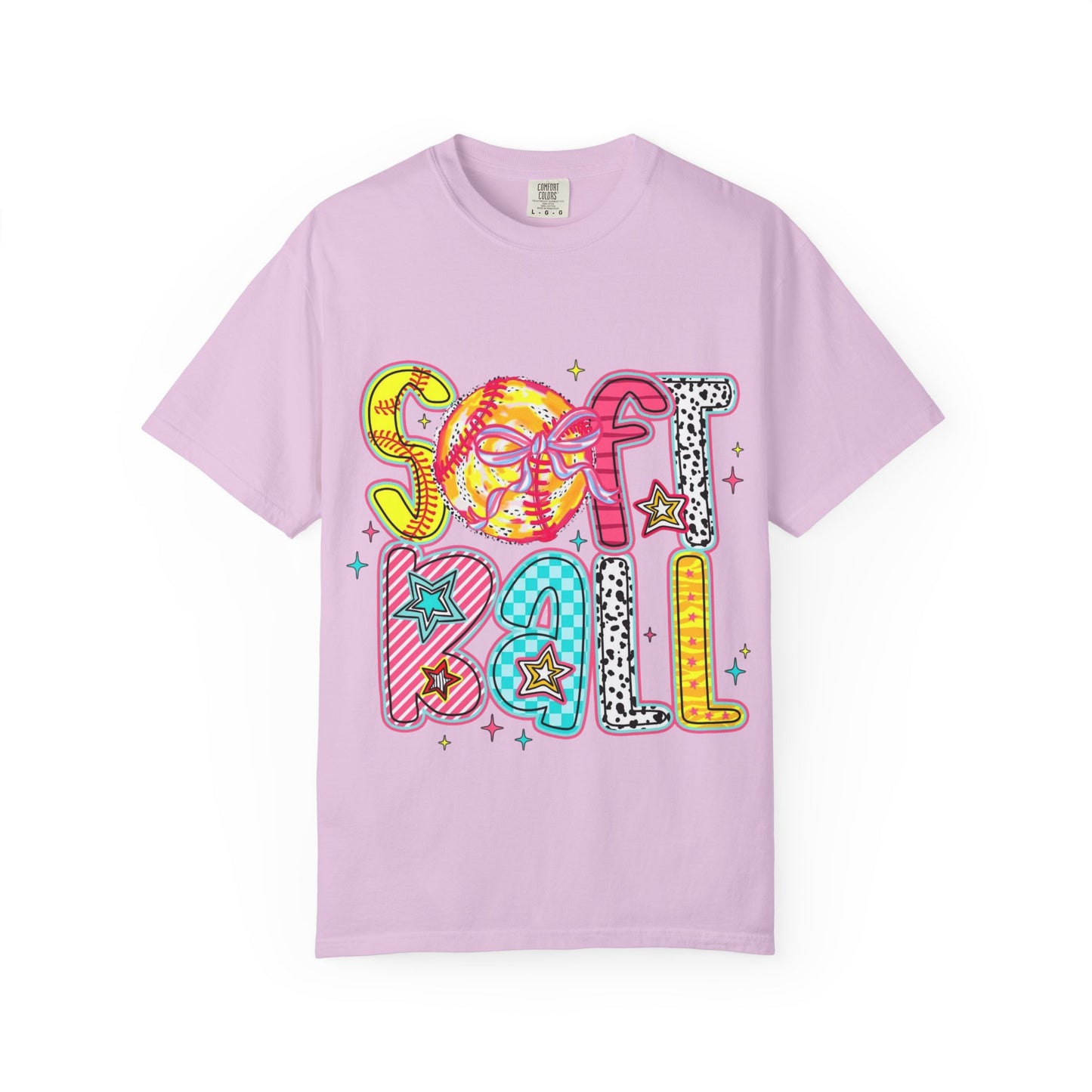 Softball Graphic T-Shirt — Colorful Retro "Softball" Lettering Tee
