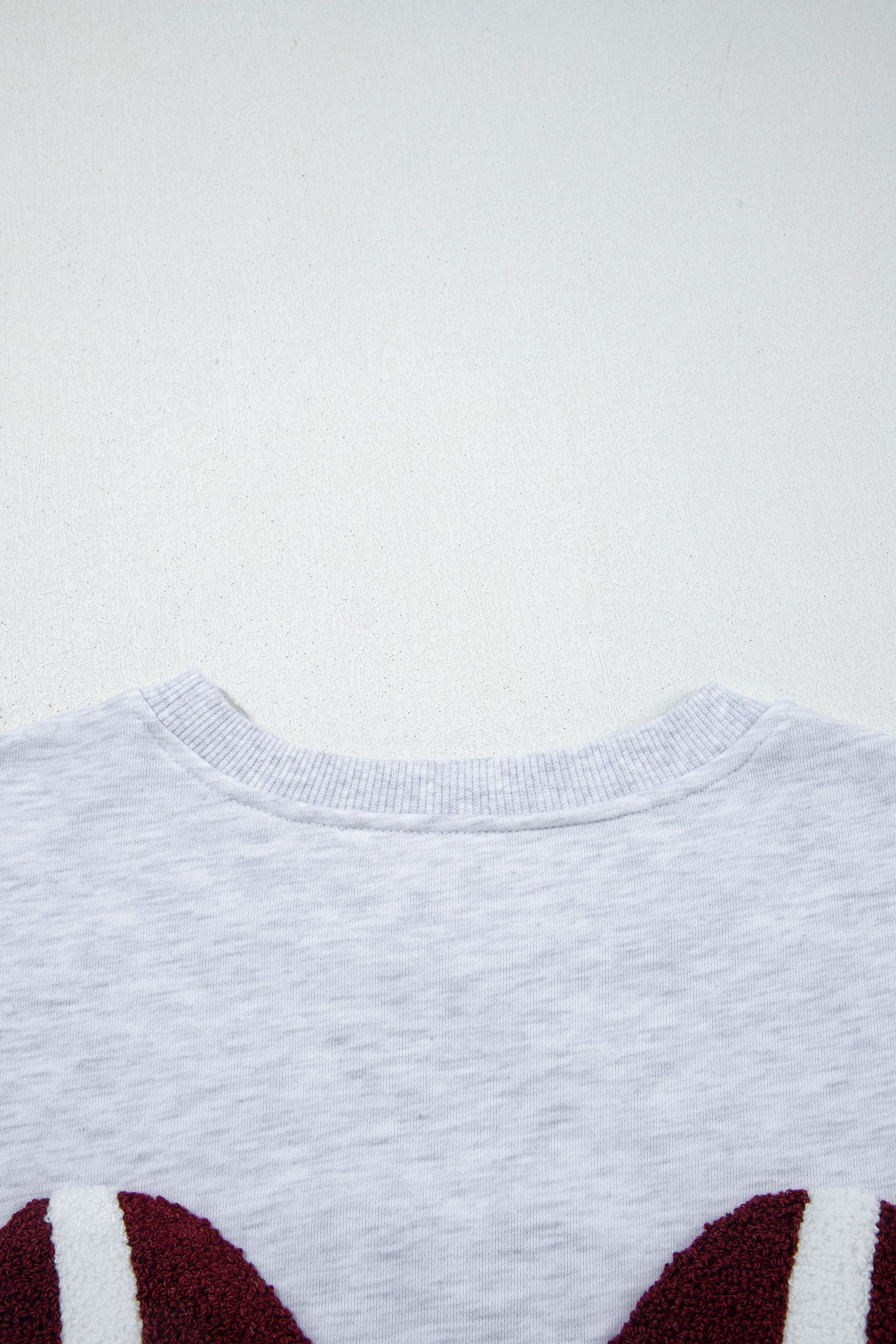 Gray Chenille Embroidered Rugby Bow Game Day Oversized Sweatshirt