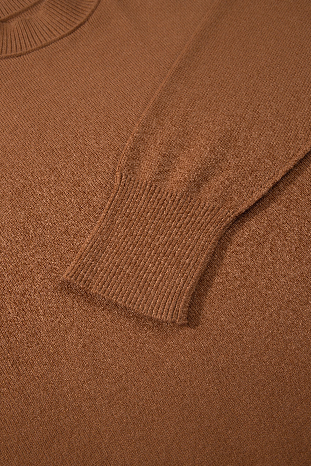 Chestnut Oversized Ribbed Knit Long Sleeve Tunic Plus Size Sweater
