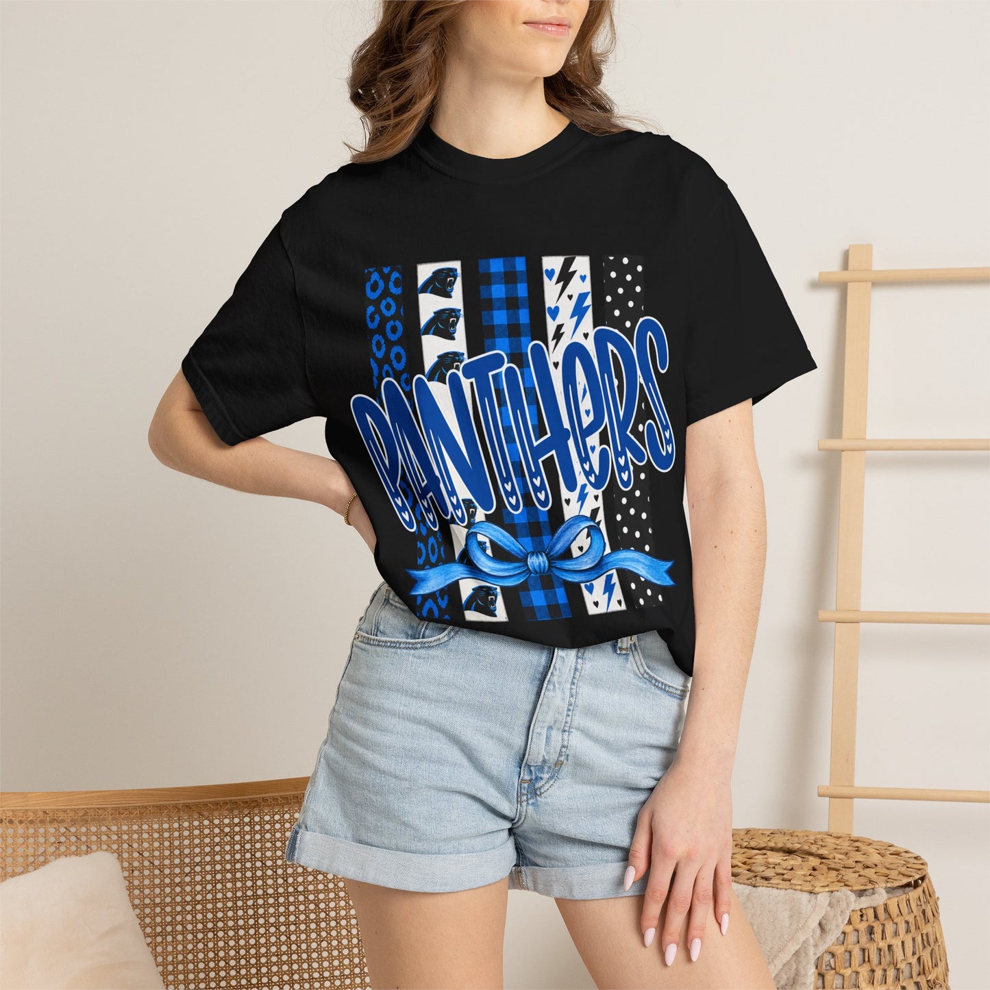 PANTHERS COQUETTE BOW TEE
