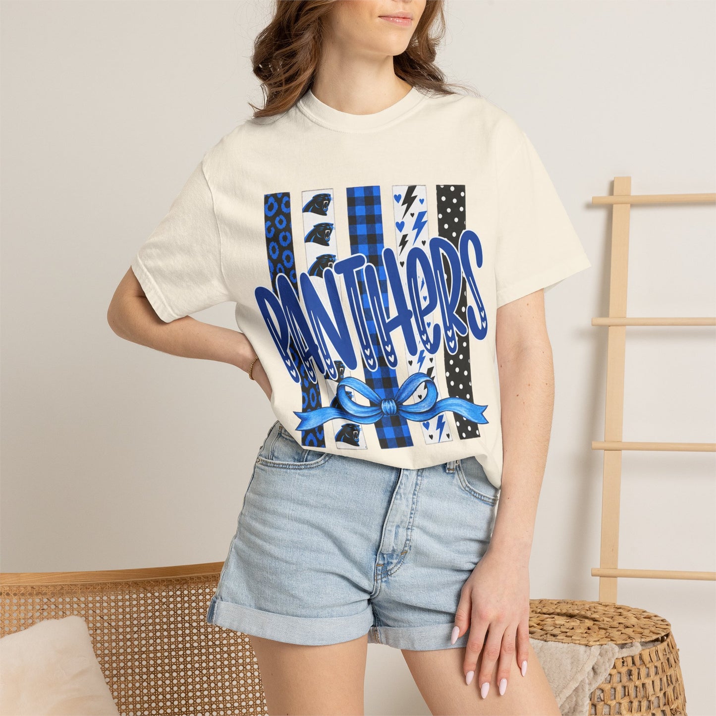 PANTHERS COQUETTE BOW TEE