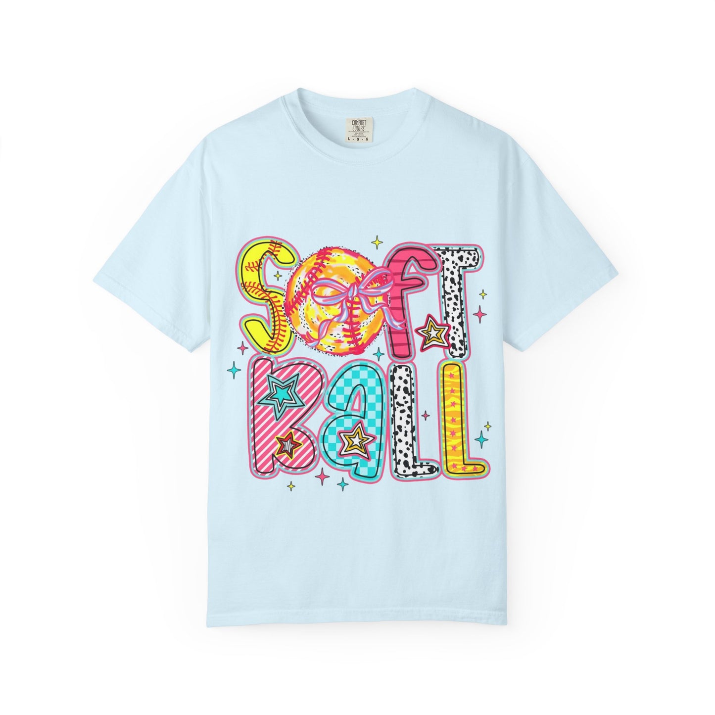 Softball Graphic T-Shirt — Colorful Retro "Softball" Lettering Tee
