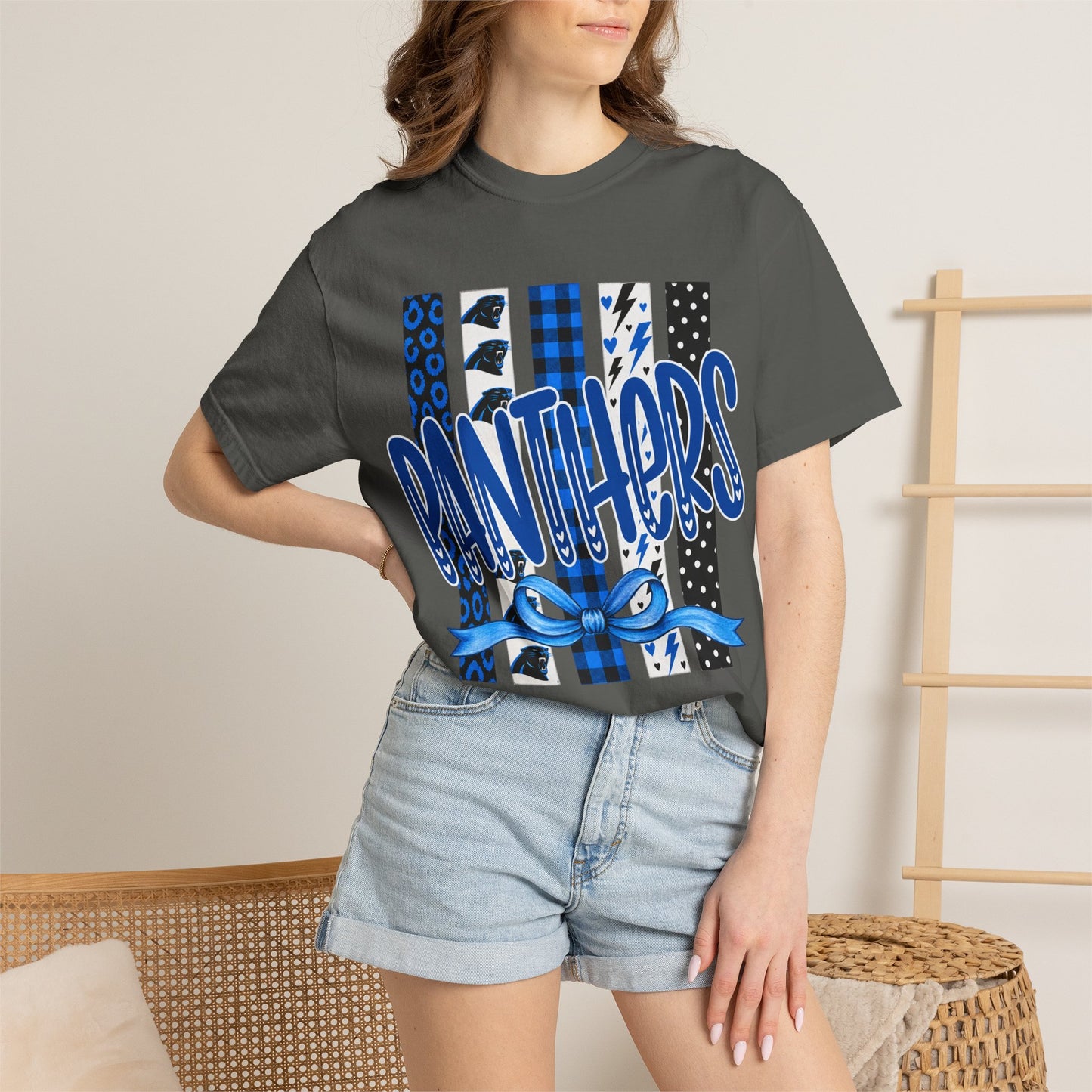 PANTHERS COQUETTE BOW TEE