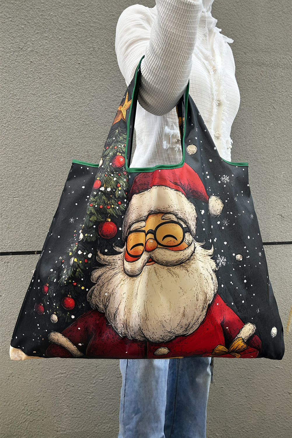 White Large Foldable Christmas Holiday Reusable Oxford Bag