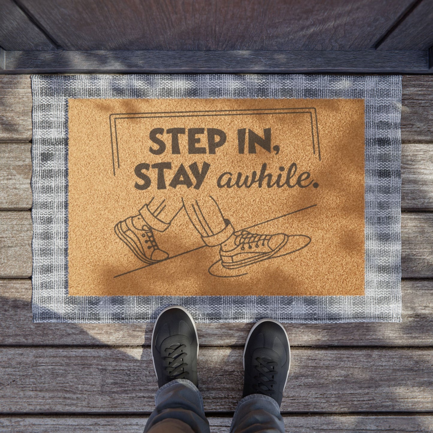 Doormat — "Step In, Stay Awhile" Welcome Coir Mat