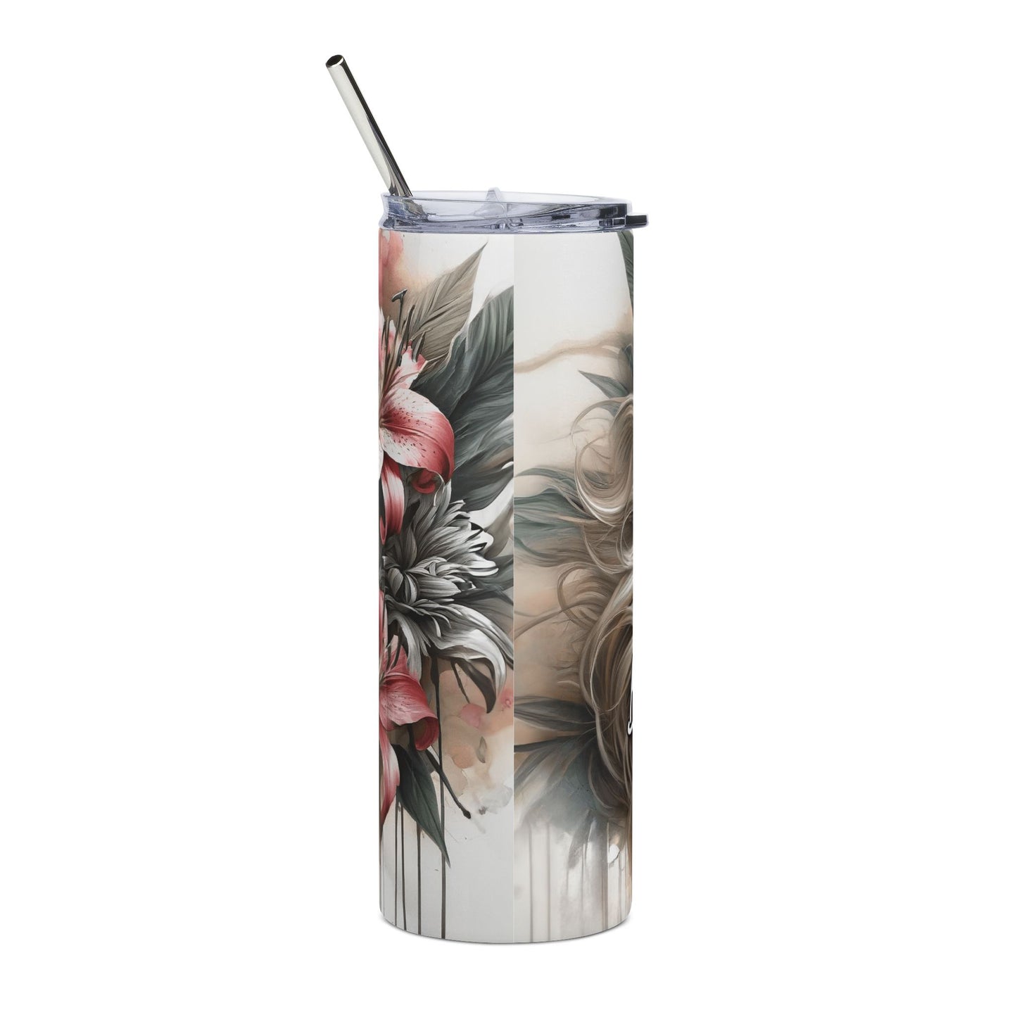 20oz Stainless Tumbler — "Beautiful Inside and Out" Glam Portrait Travel Cup