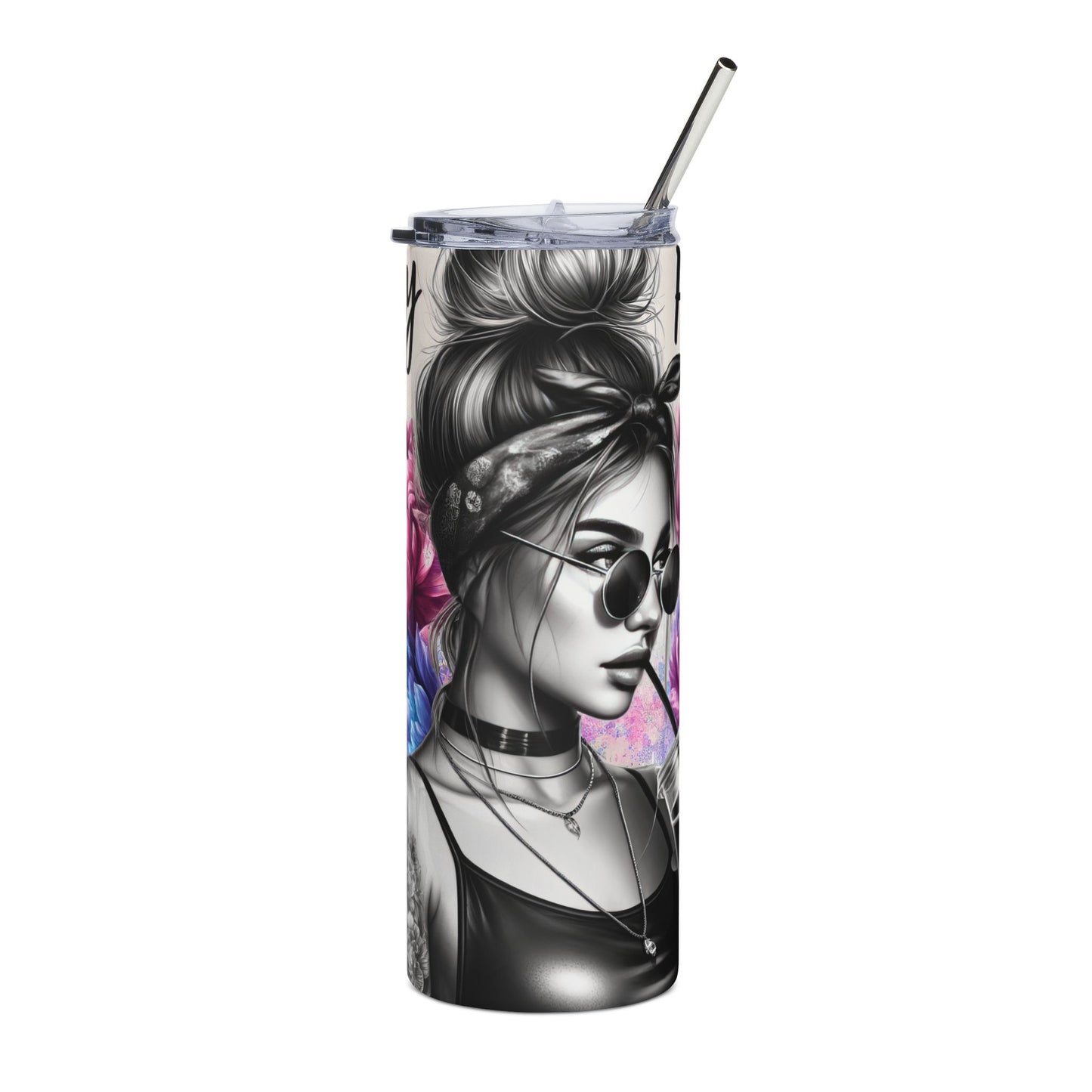 20oz Stainless Steel Tumbler — 'Sorry' Floral Portrait Skinny Travel Tumbler