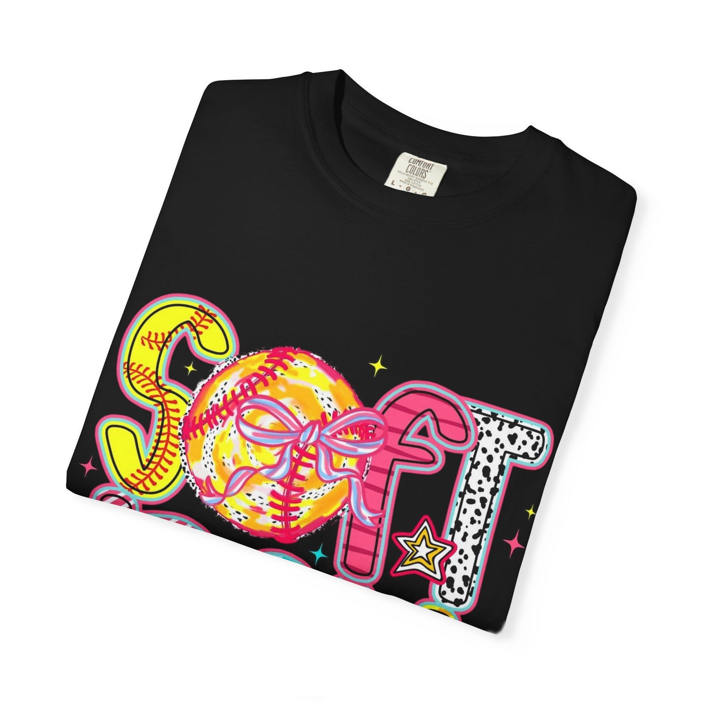Softball Graphic T-Shirt — Colorful Retro "Softball" Lettering Tee