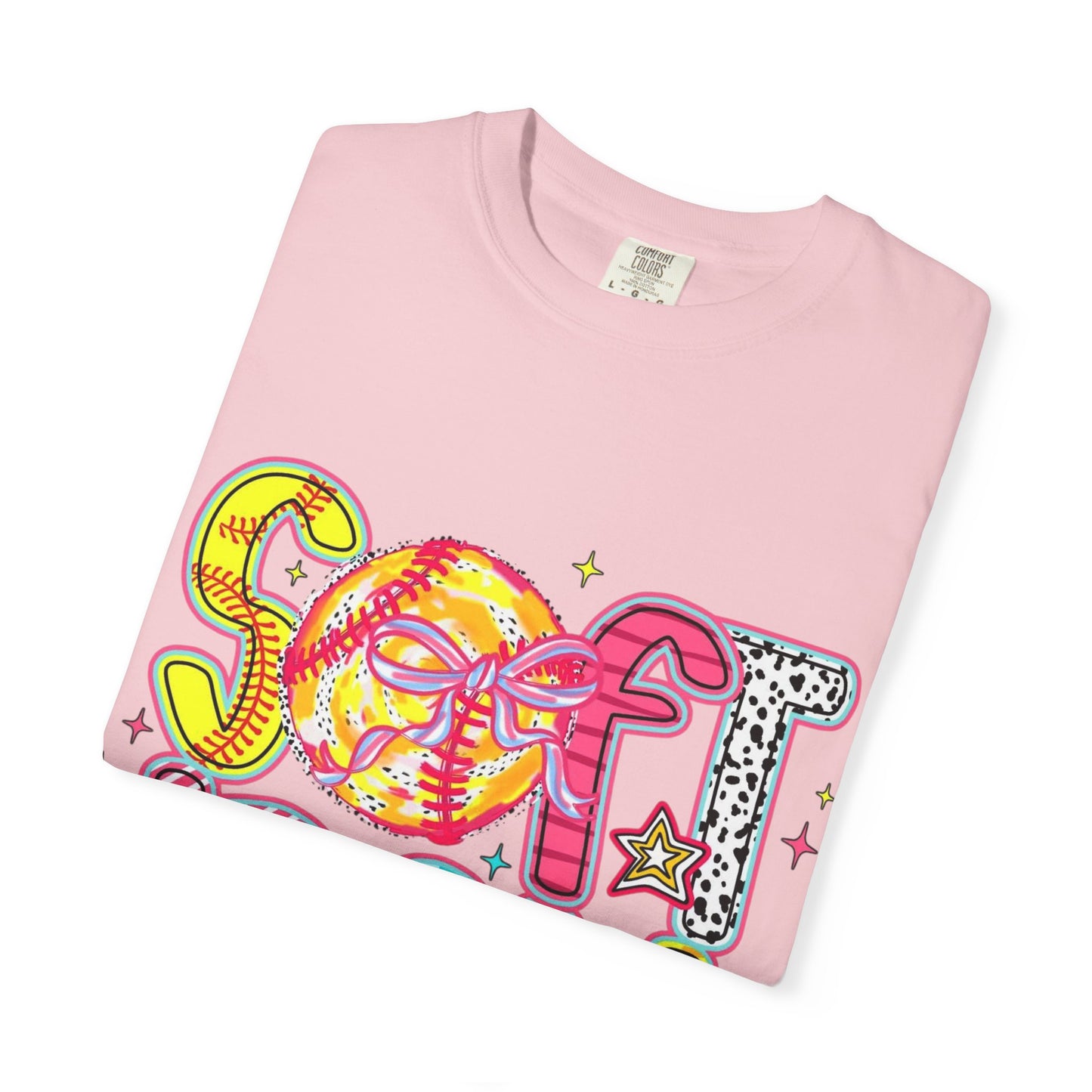 Softball Graphic T-Shirt — Colorful Retro "Softball" Lettering Tee