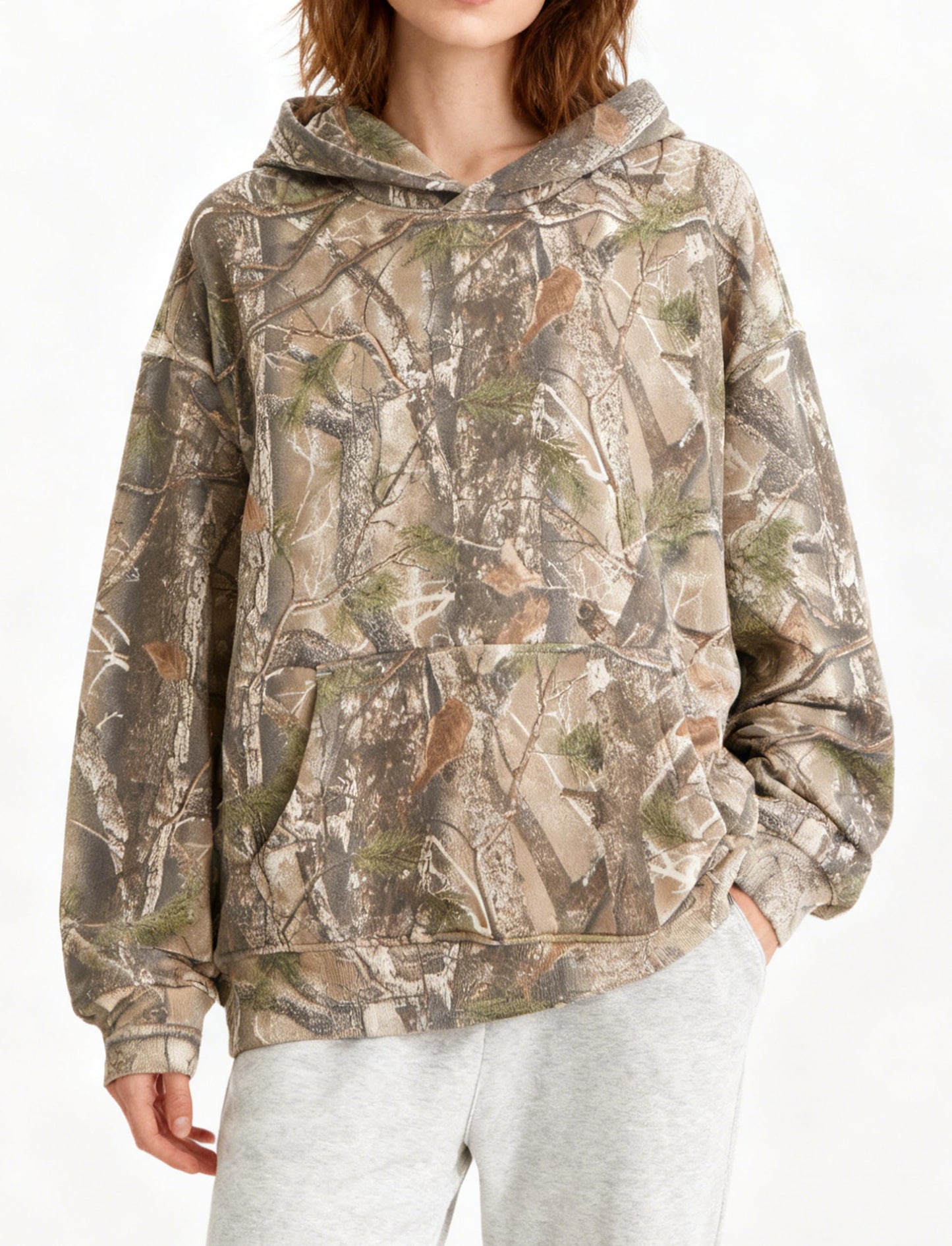 Womens Oversized Camo Hoodie Y2k Maple Leaf Print Fleece Hooded Pullover Sweatshirt Casual Long Sleeve Fall Outfits