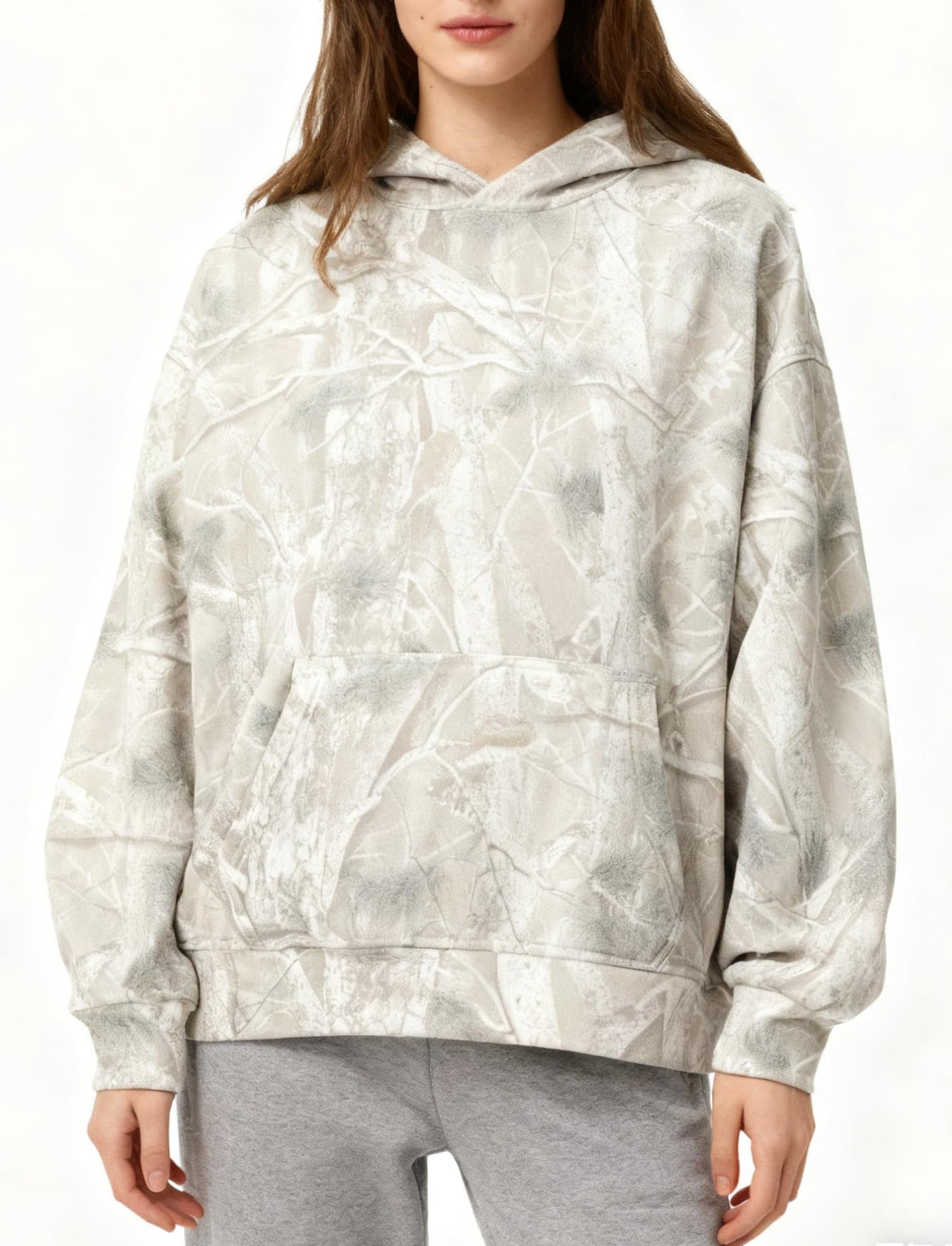 Womens Oversized Camo Hoodie Y2k Maple Leaf Print Fleece Hooded Pullover Sweatshirt Casual Long Sleeve Fall Outfits
