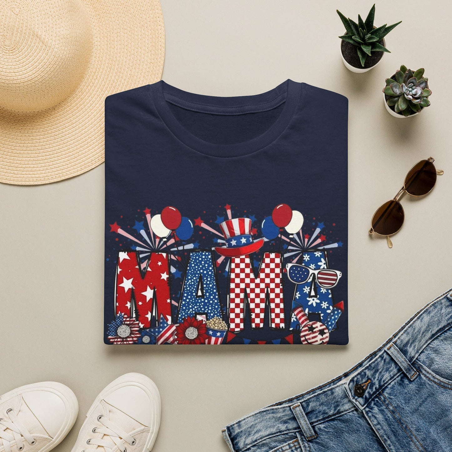 Mama Patriotic T-Shirt — Red White & Blue 4th of July Mom Tee