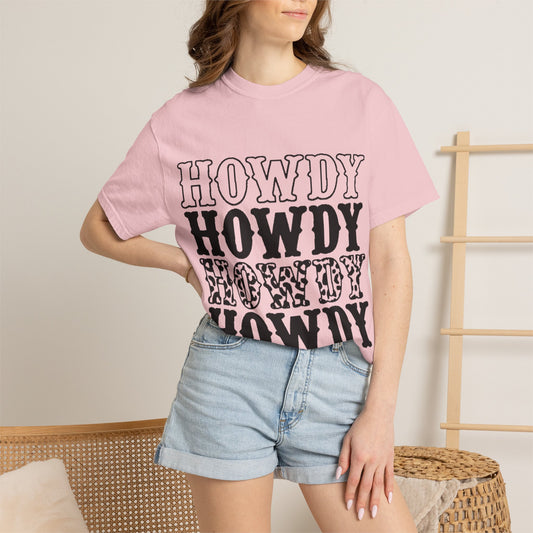 Howdy Repeat Tee — Vintage Western Lettering T-Shirt