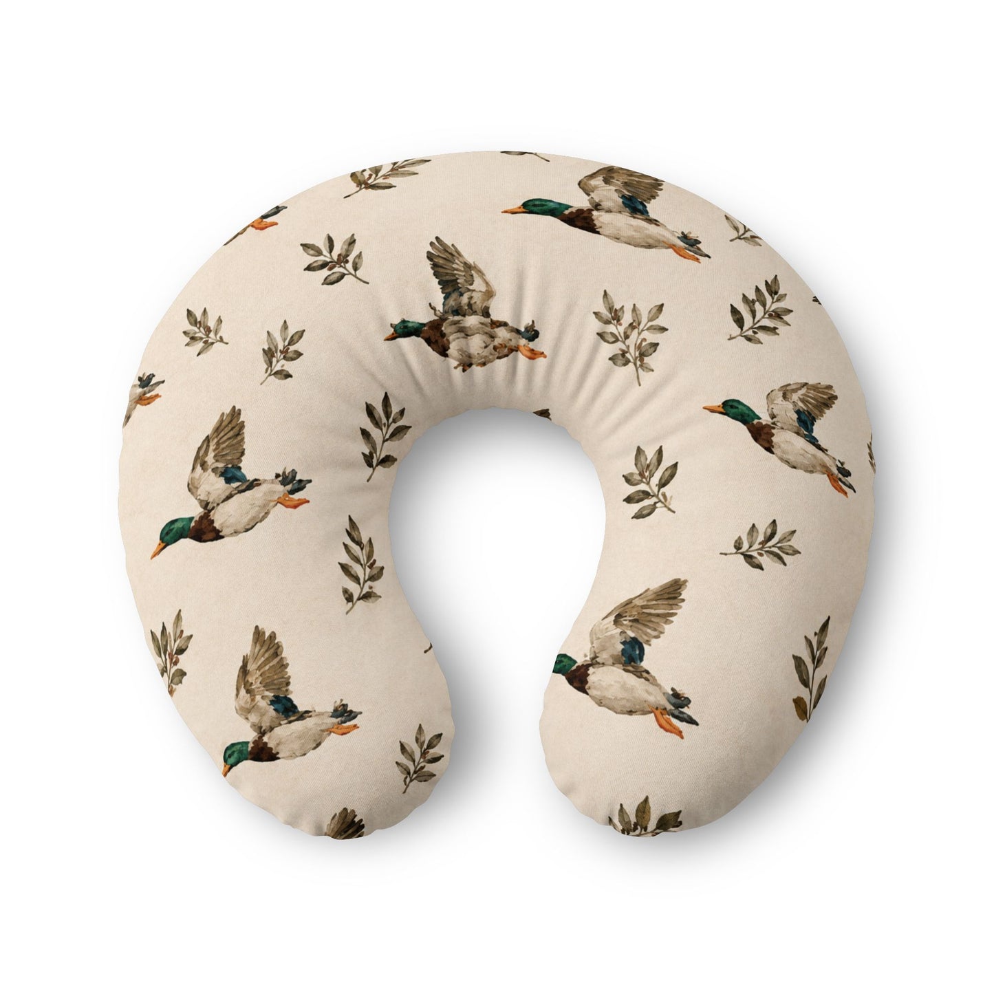 Duck Pattern Nursing Pillow Cover — Neutral Mallard Print for New Moms