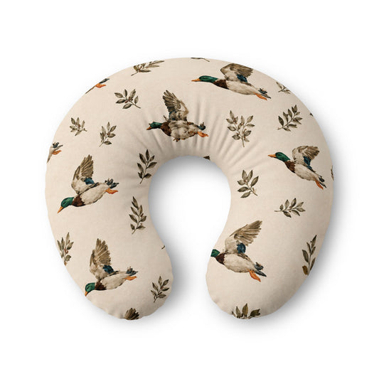 Duck Pattern Nursing Pillow Cover — Neutral Mallard Print for New Moms