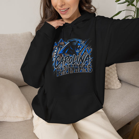 Carolina Panthers Graphic Hoodie – Blue & Black Retro Team Logo