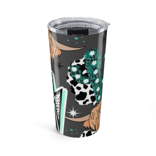 20oz Western Cowhide Cactus Tumbler – Teal Star Cowboy Travel Mug