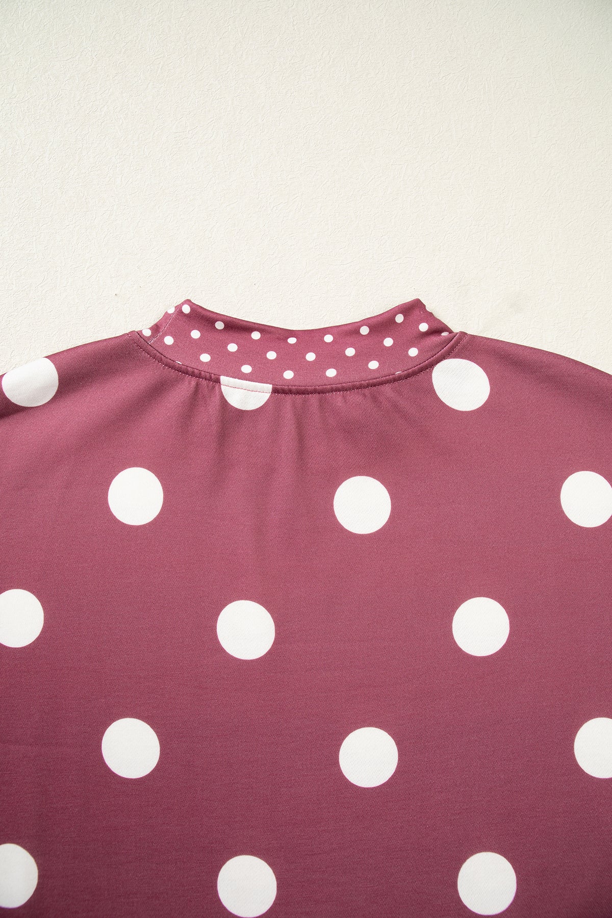 Pink Polka Dot Print Contrast Detail Oversized Tunic Sweatshirt