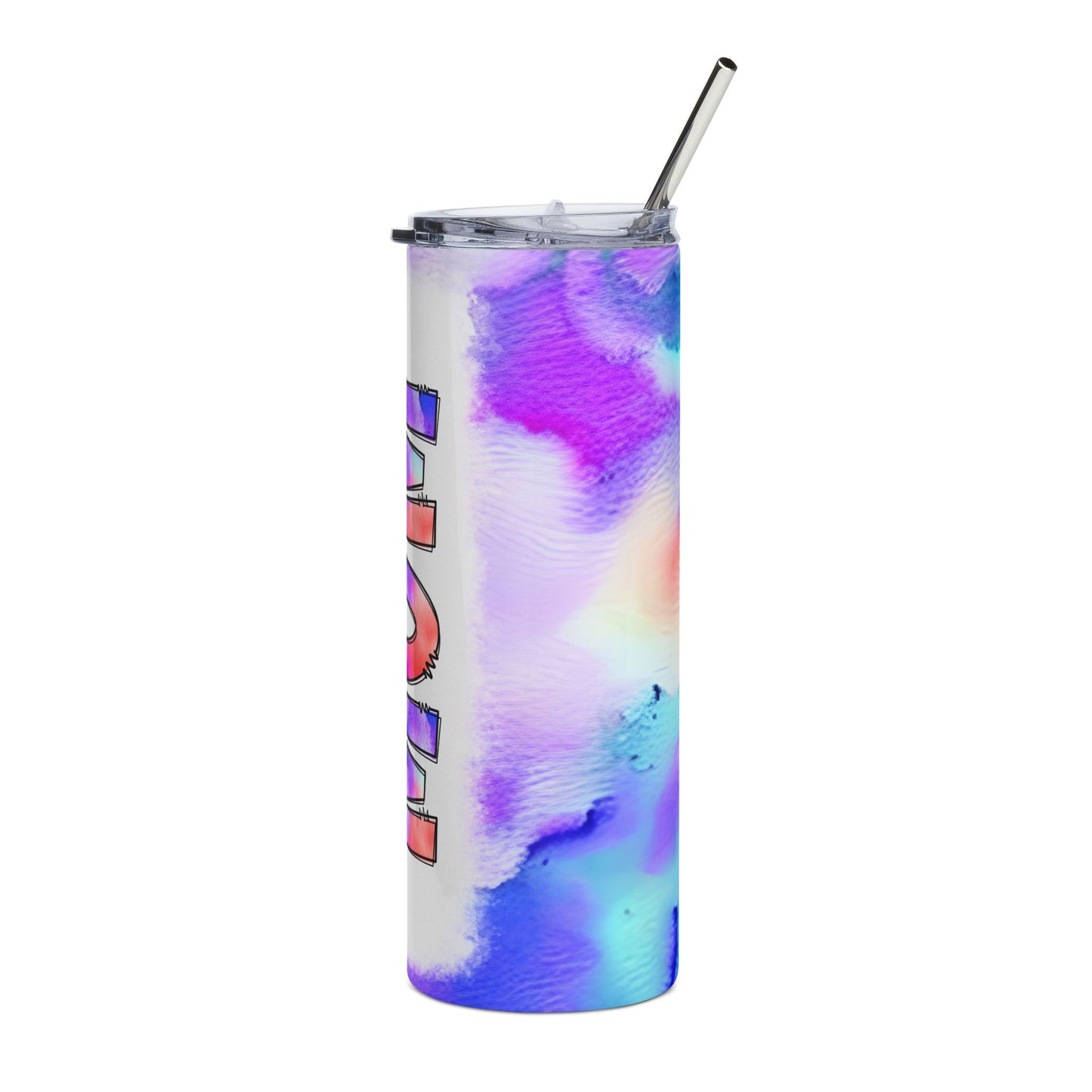 20oz Mom Stainless Steel Tumbler — Colorful Watercolor 'MOM' Travel Cup