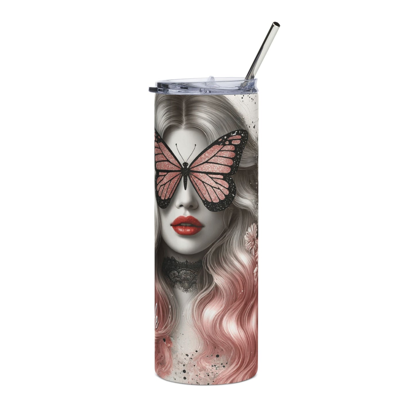 20oz Inspirational Stainless Steel Tumbler — "Anything Is Possible" Butterfly Floral Design