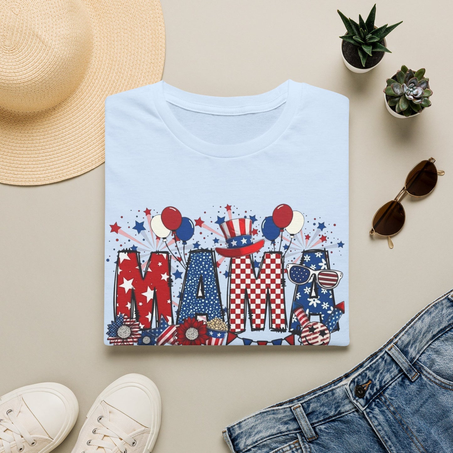Mama Patriotic T-Shirt — Red White & Blue 4th of July Mom Tee