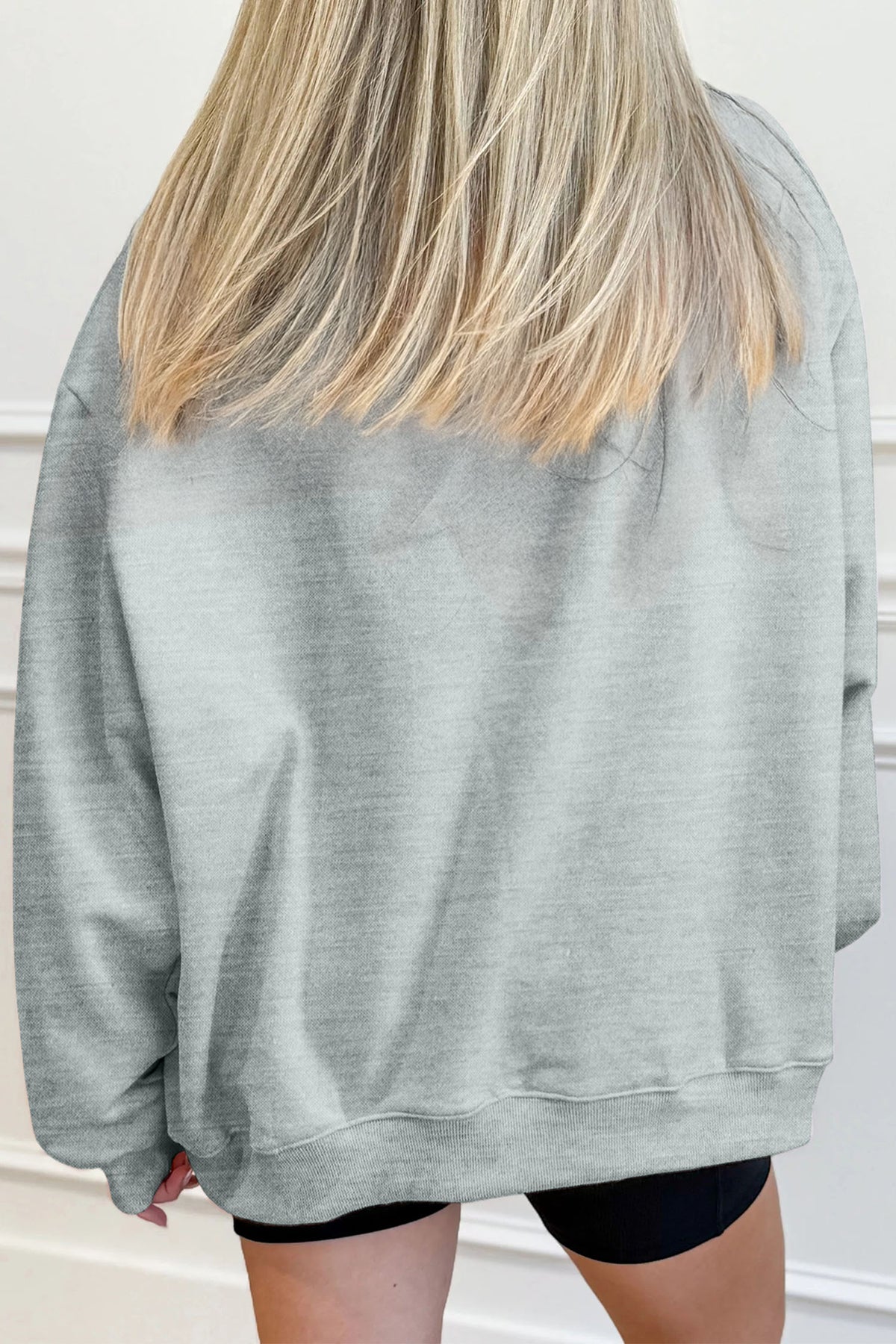 Gray Western Style Mallard Duck Printed Graphic Baggy Mock Neck Sweatshirt