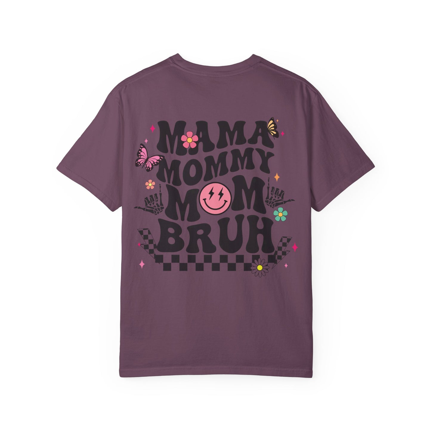 Mama Mommy Mom Bruh Graphic T‑Shirt — Retro Smiley Flower Design