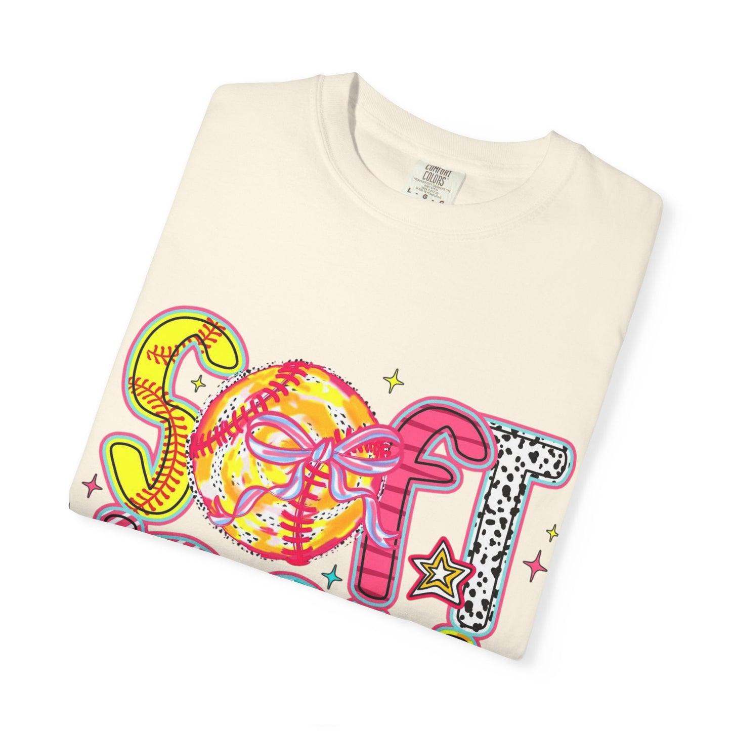 Softball Graphic T-Shirt — Colorful Retro "Softball" Lettering Tee
