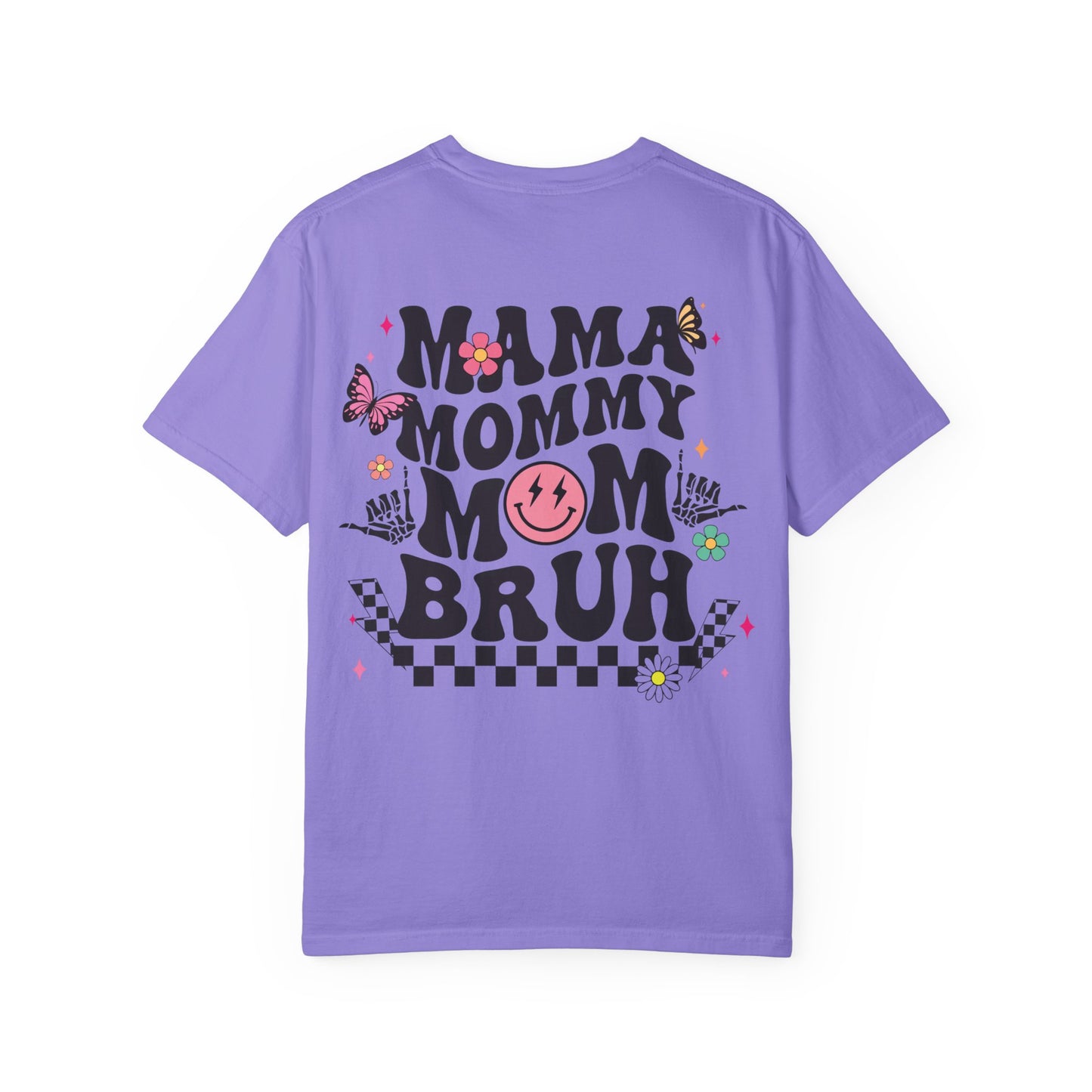 Mama Mommy Mom Bruh Graphic T‑Shirt — Retro Smiley Flower Design