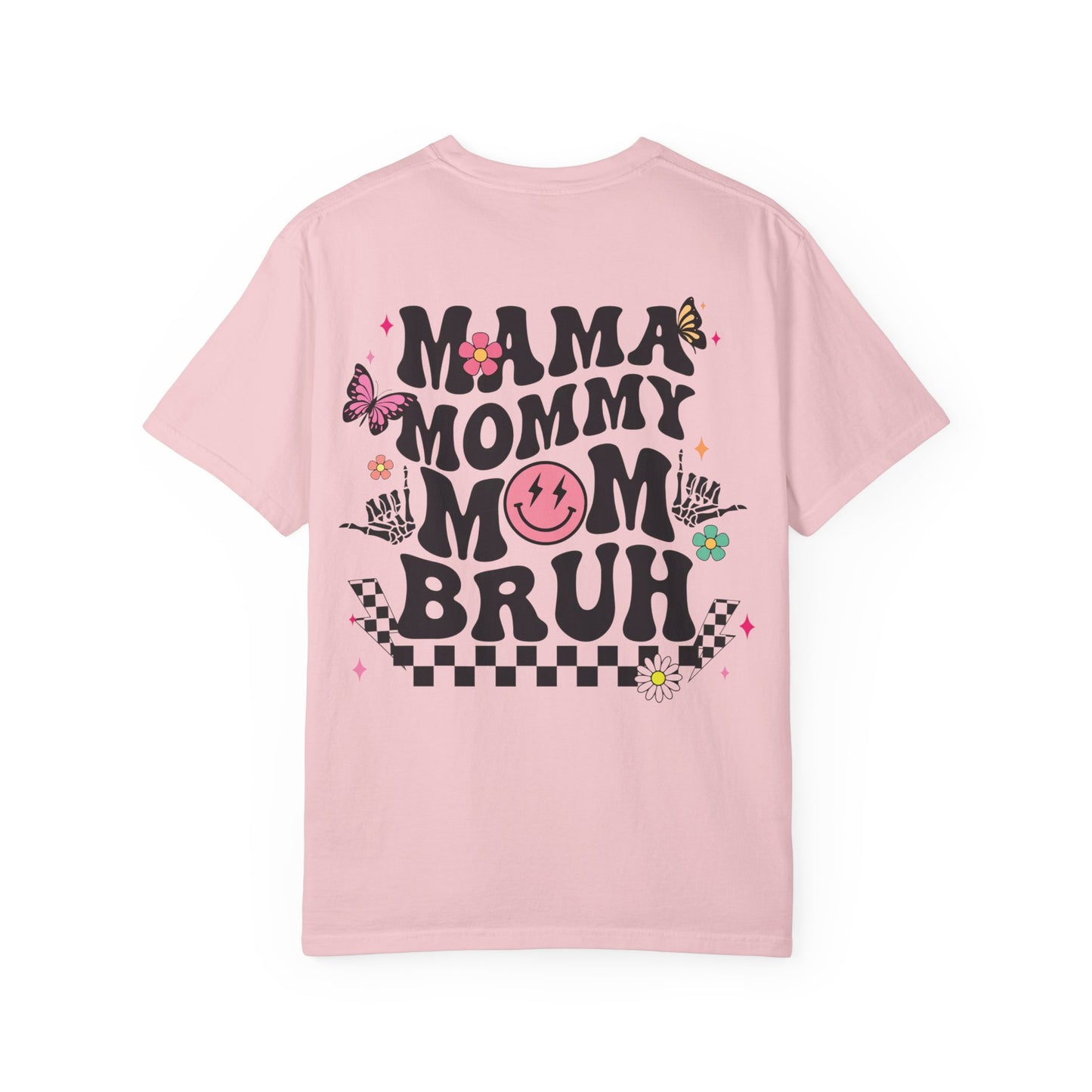 Mama Mommy Mom Bruh Graphic T‑Shirt — Retro Smiley Flower Design
