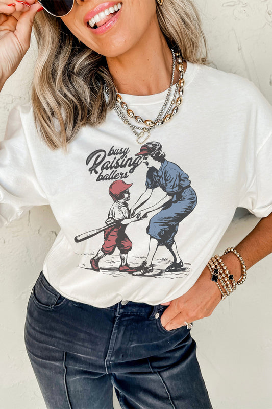 White Busy Raising Ballers Cool Mom Tee