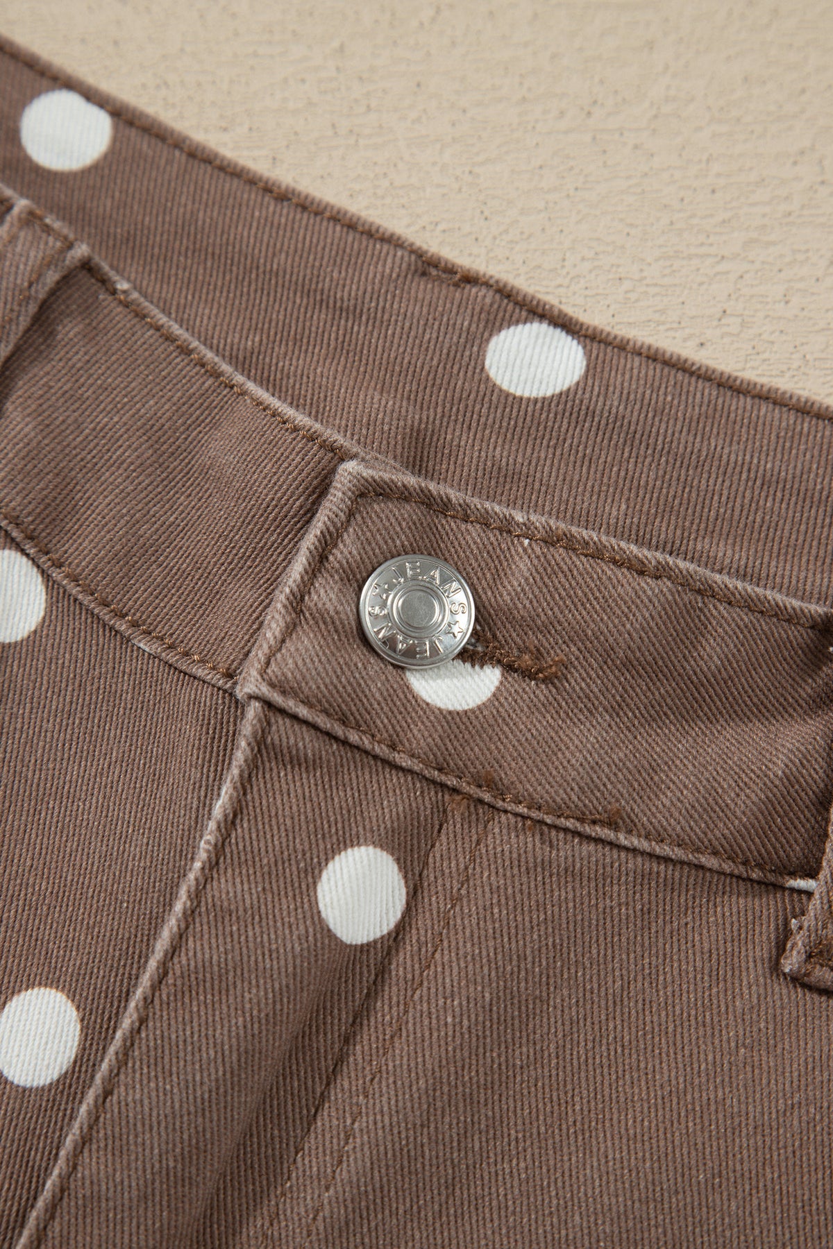 Pink Tailored Seam Polka Dot Print Barrel Casual Jeans