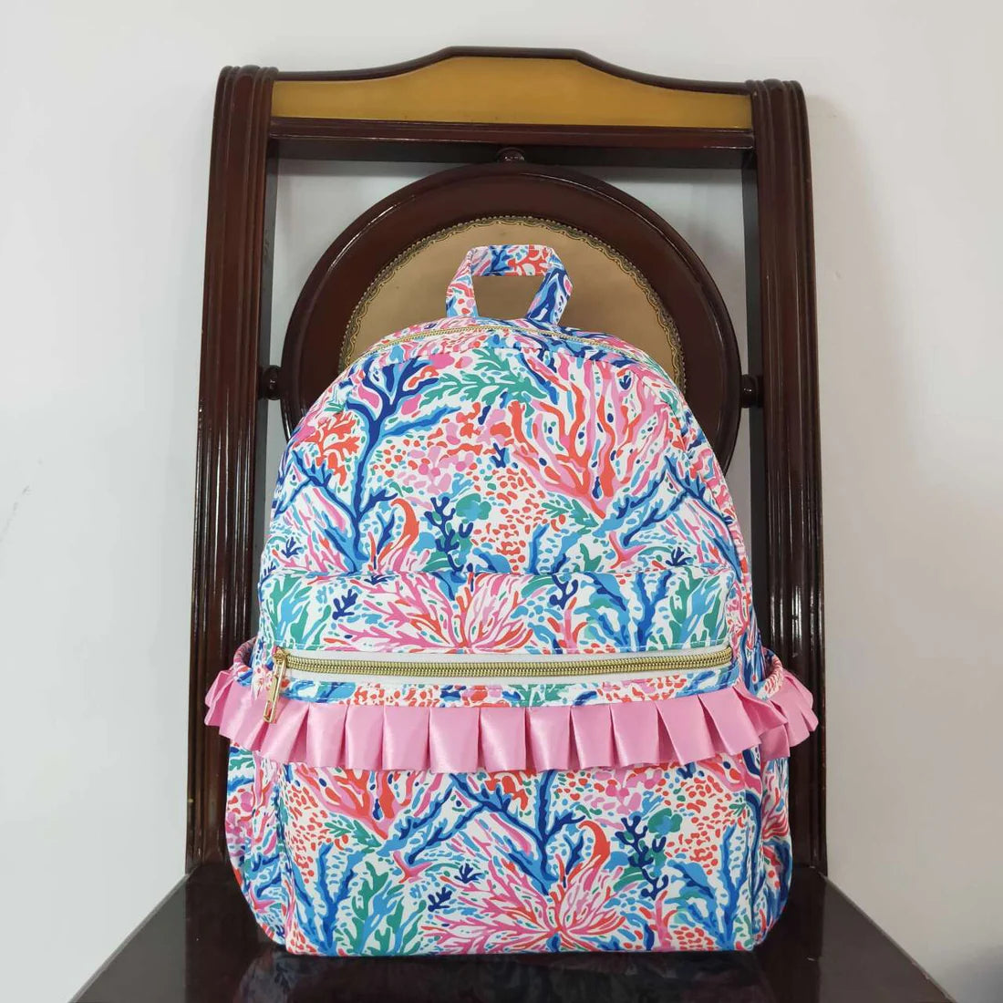 Coral Reef Print Ruffle Backpack