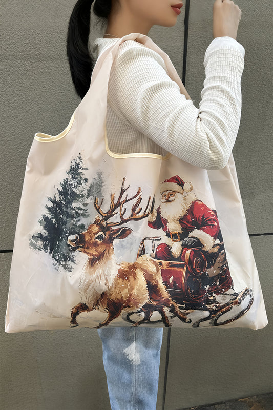 White Large Foldable Christmas Holiday Reusable Oxford Bag