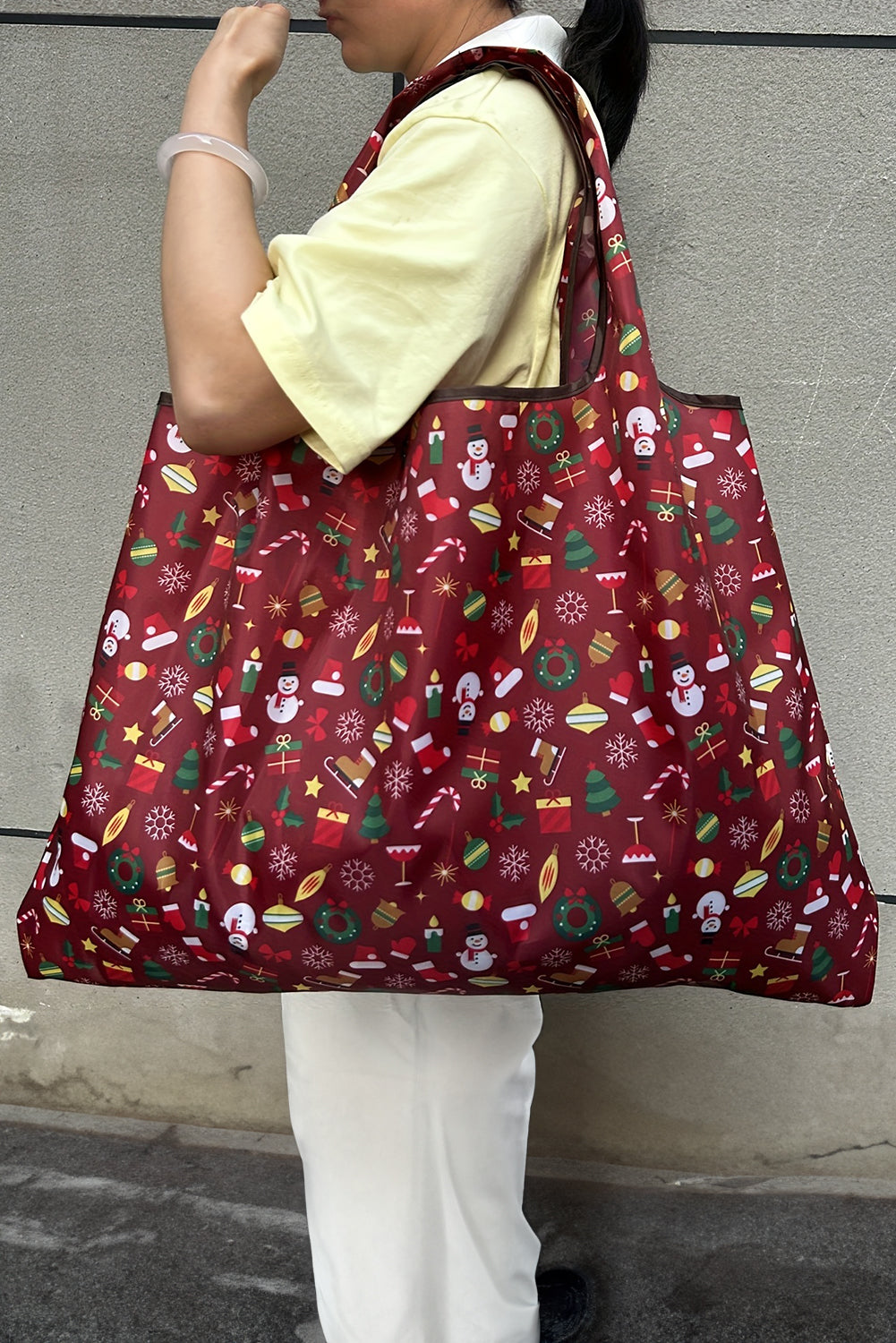 White Large Foldable Christmas Holiday Reusable Oxford Bag