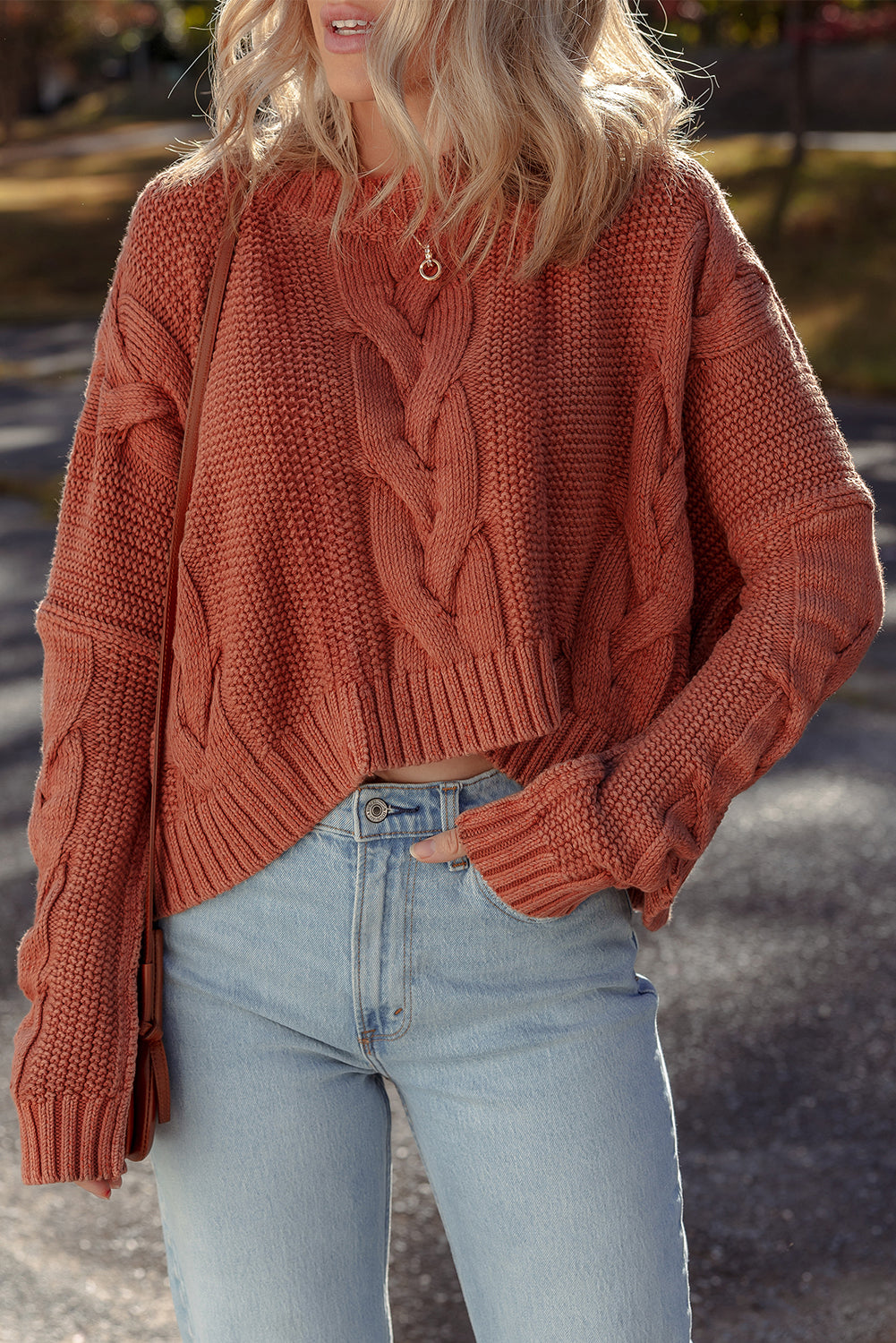 Redwood Burl Chunky Fit Slouchy Textured Knit Sweater