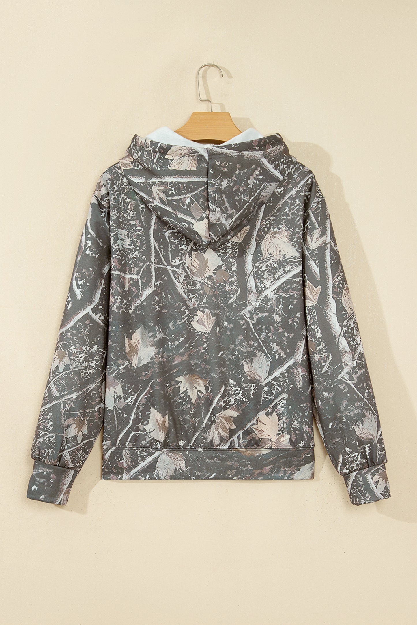 Brown Retro Camouflage Jesus Loves You Print Relaxed Hoodie