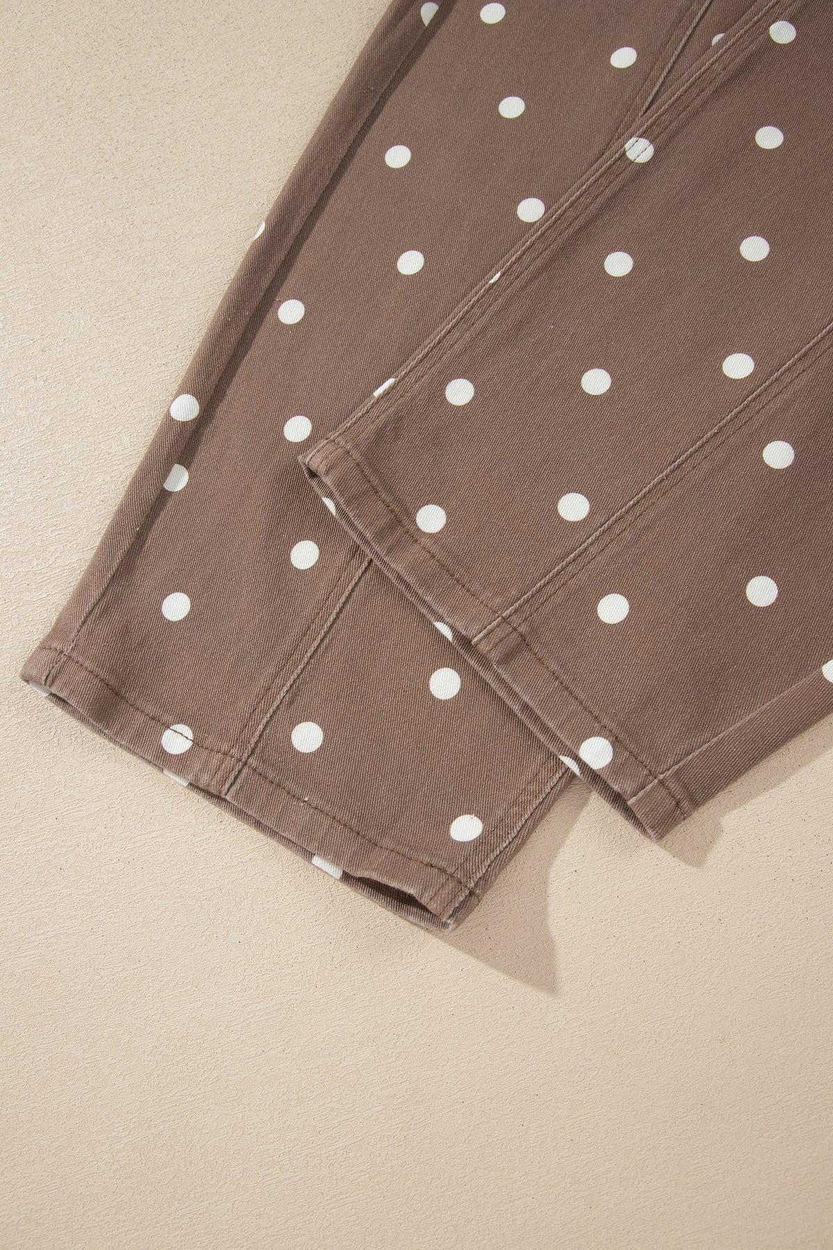 Pink Tailored Seam Polka Dot Print Barrel Casual Jeans