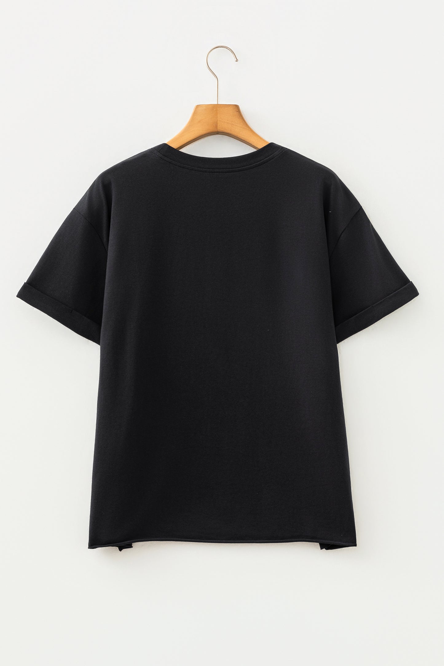 Black Game Day Camo Letter Print Round Neck Casual T Shirt