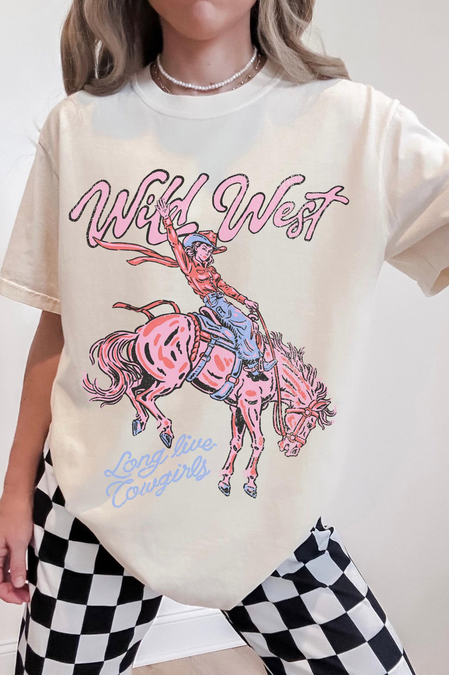 White Wild West Cowgirl Rodeo Graphic Tunic Tee